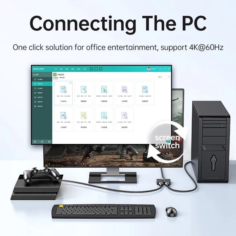 Jasoz Bidirectional HDMI 2.0 Splitter Switcher 4K@60Hz 4