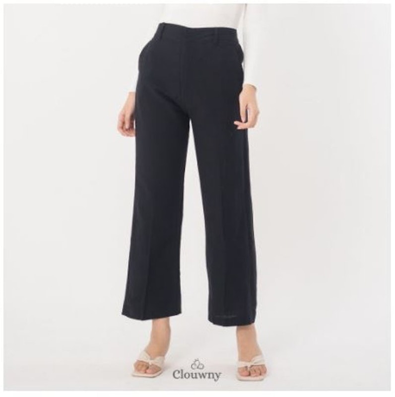 Celana Slim Cullotes Wanita Nathan Black 1