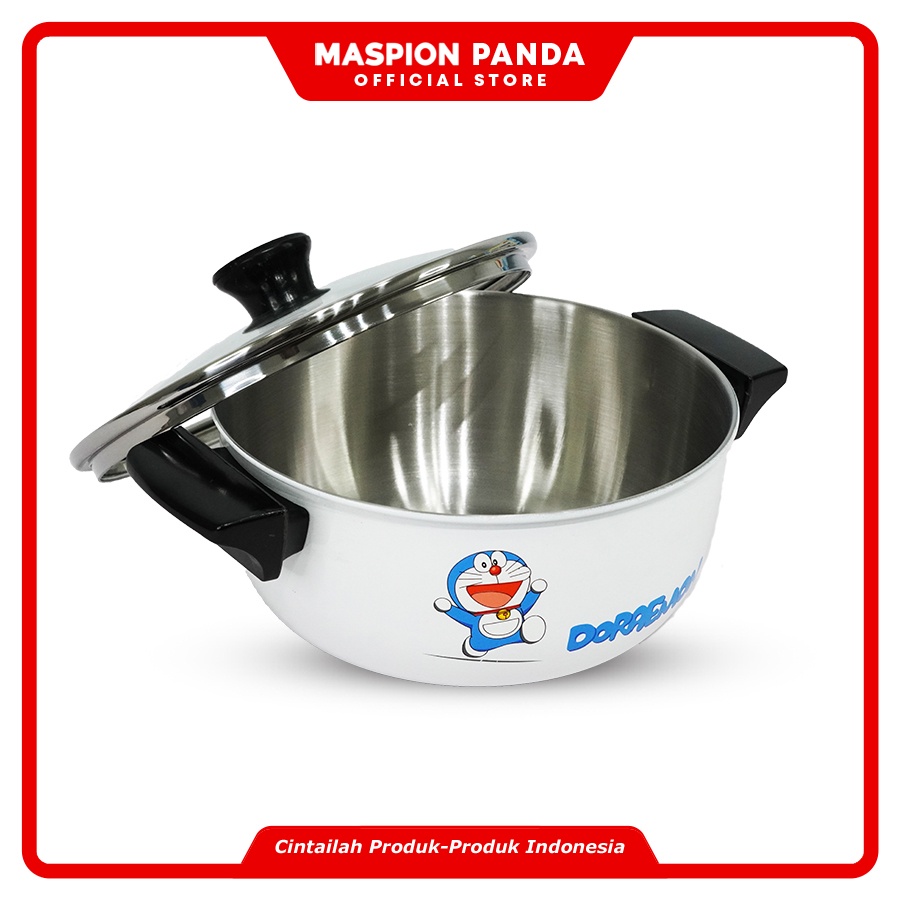 Maspion Logam Jawa Maspion Maxim Doraemon Dutch Oven Bowl 16 cm with Glass Cover