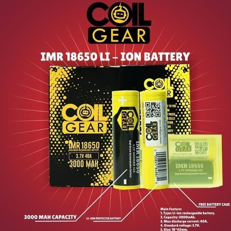 CoilGear IMR 18650 High Drain Rechargeable Battery 3000mAh 2