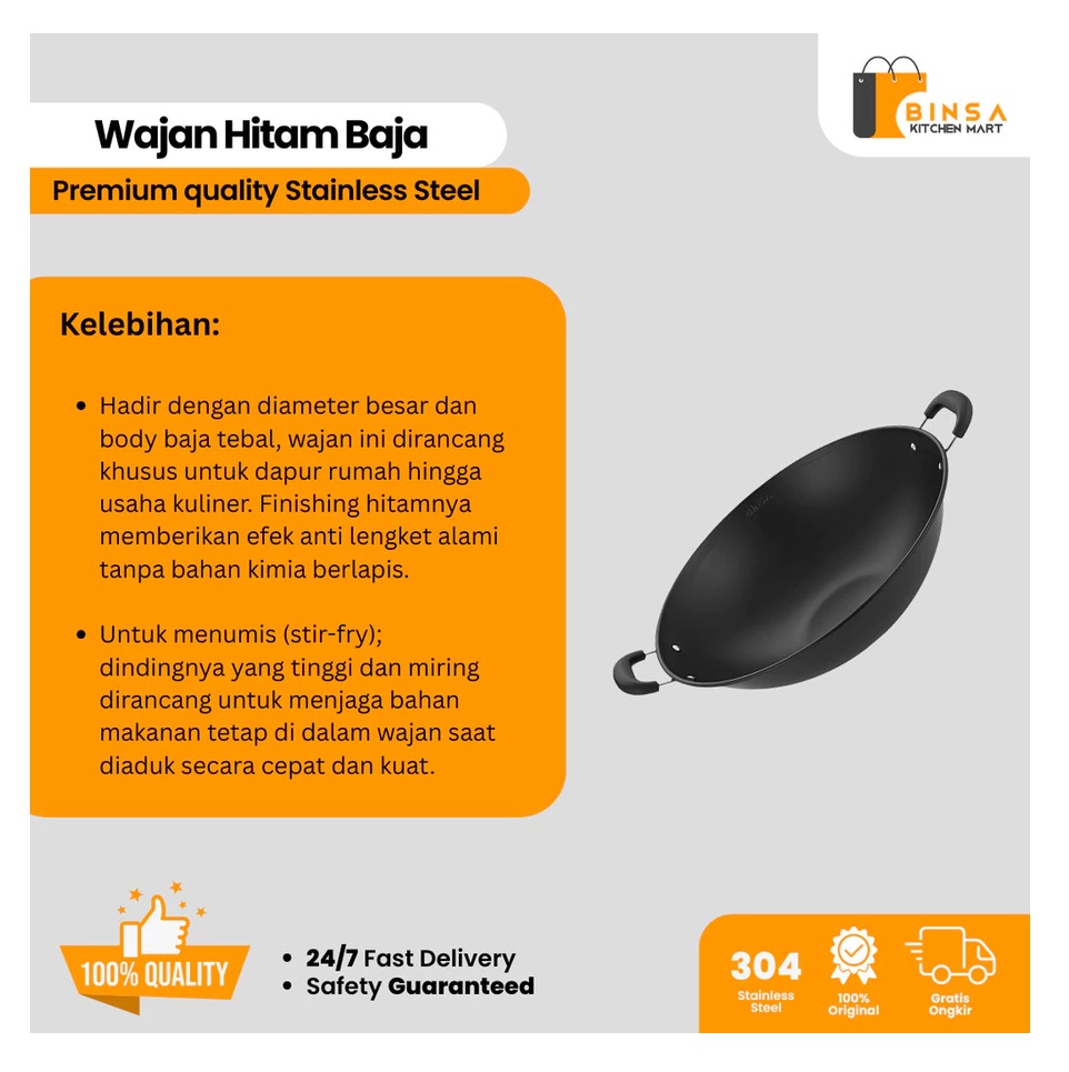 BINSA Wajan Hitam 219 32 cm 5