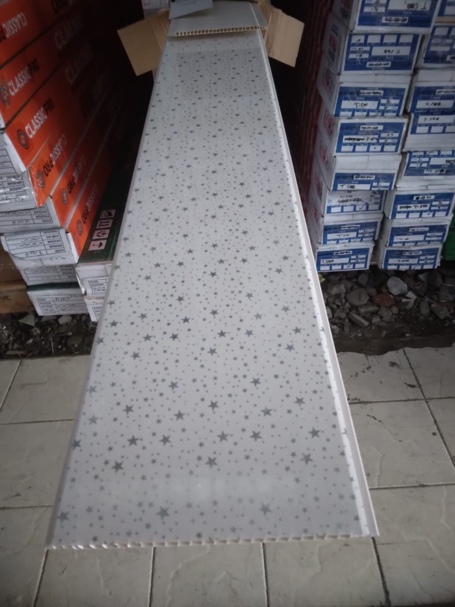 Asia Hoda Indonesia Hoda Plafon PVC Putih Glossy Motif Bintang  T-519 