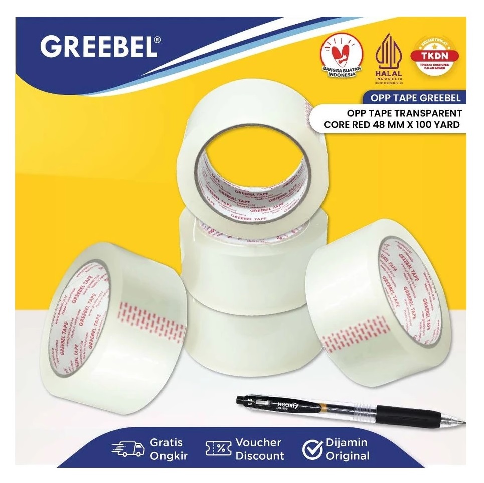 GREEBEL OPP Tape Transparant Core Red 48mm 2