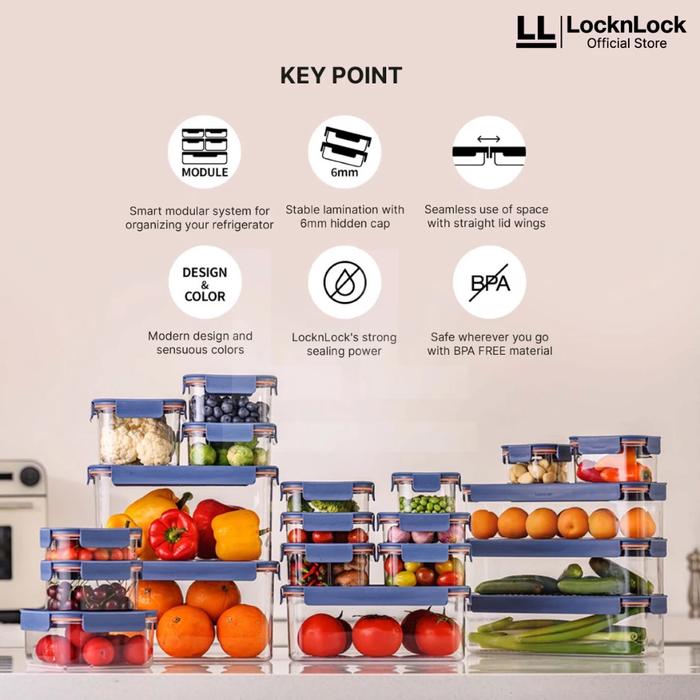 LocknLock Bisfree Modular Plus Rectangular Kotak Makan Tritan 
