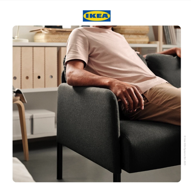  IKEA GLOSTAD Sofa 2 Dudukan Minimalis Knisa Abu