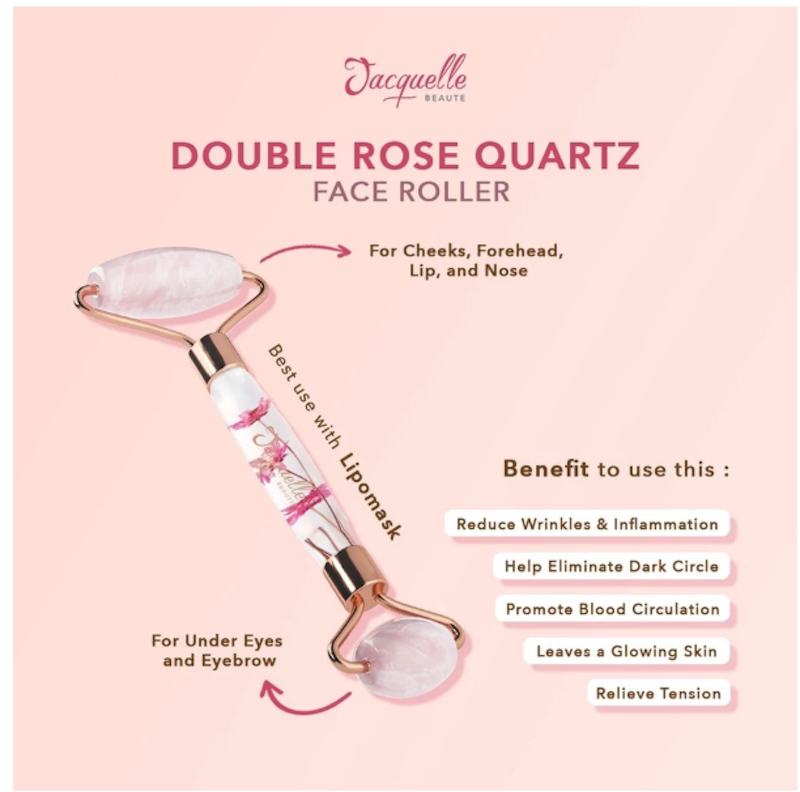 Double Rose Quartz Face Roller Massager 3