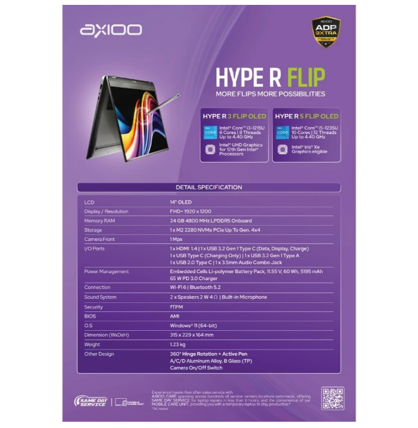 Tera Data Indonusa Axioo Hype R5 Flip OLED