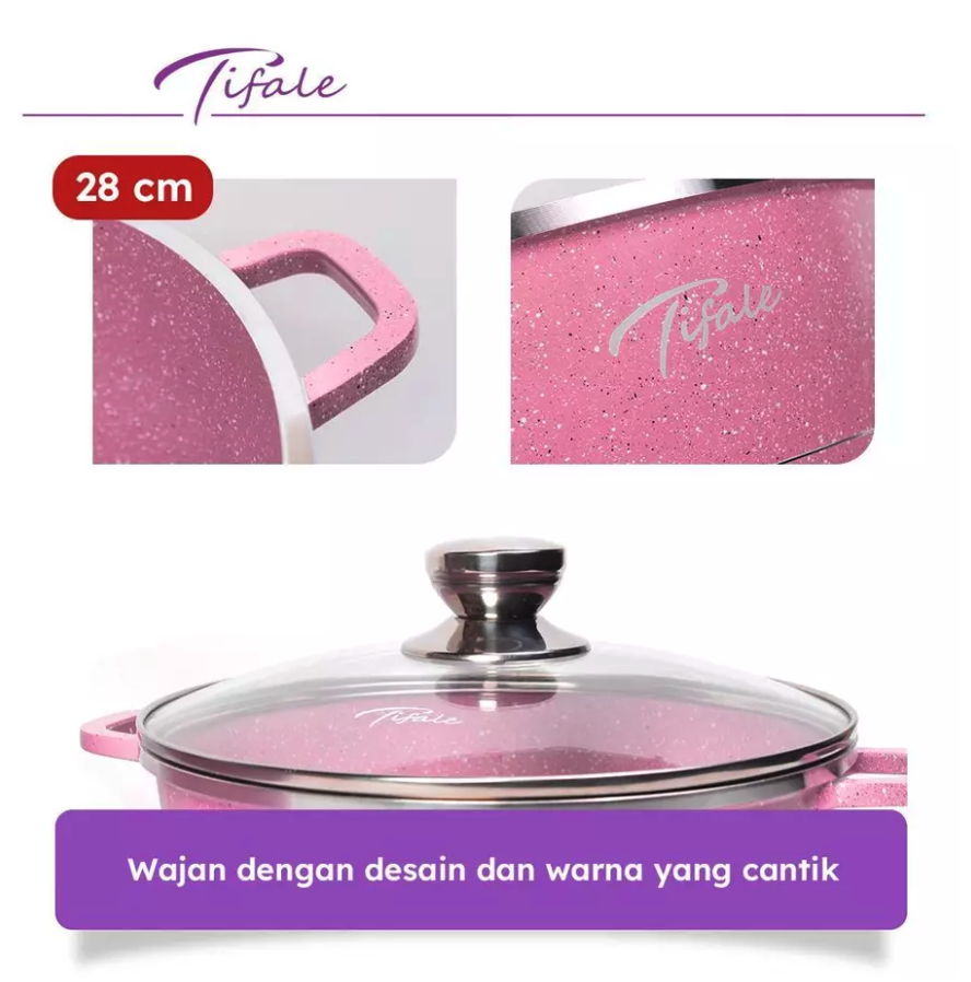  Tifale Granite DieCast Aluminium Non Stick Casserole Pot 24 cm