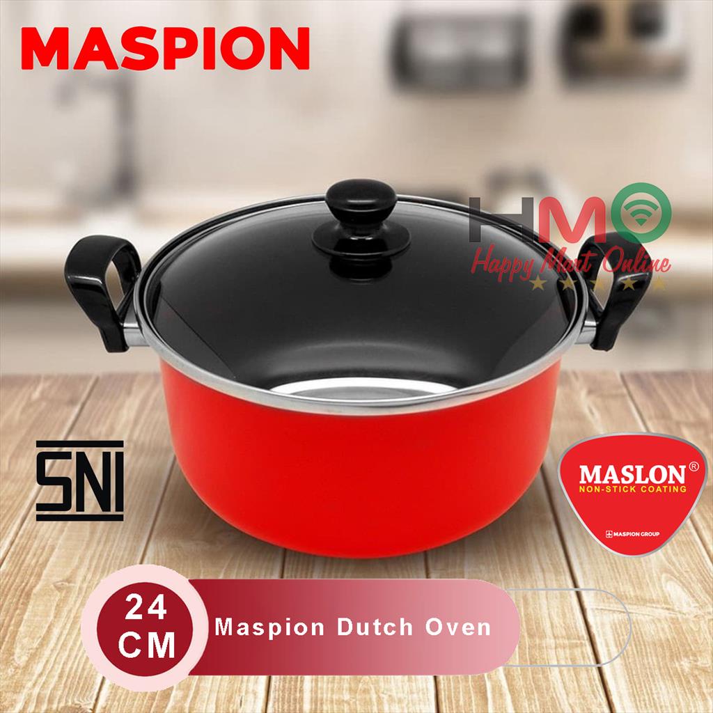 Maspion Logam Jawa Maspion Maslon Dutch Oven Ebonit Handle 26 cm with Glass Cover