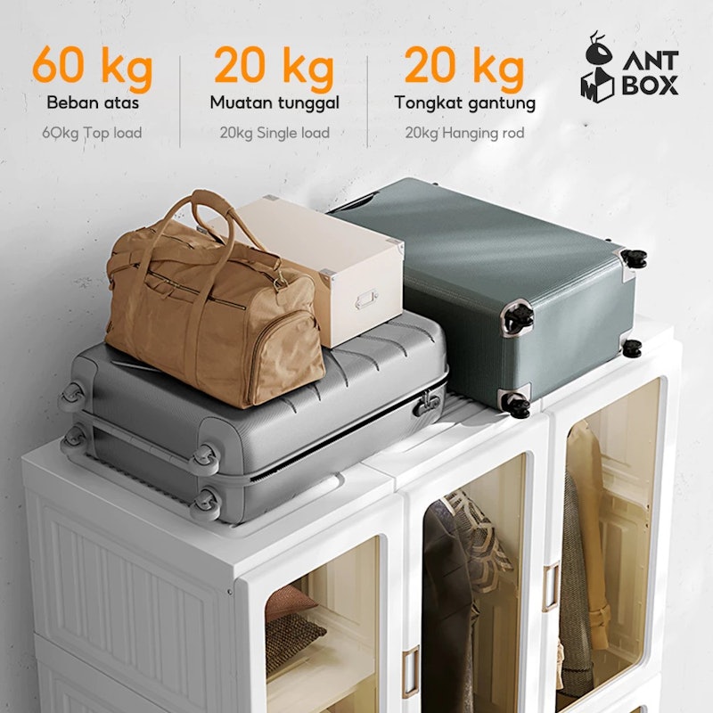 Antbox Lemari Pakaian 15 Box 2 Hanger 890 Liter