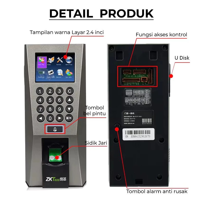 ZKTeco Indonesia ZKTeco Mesin Absensi  F18 