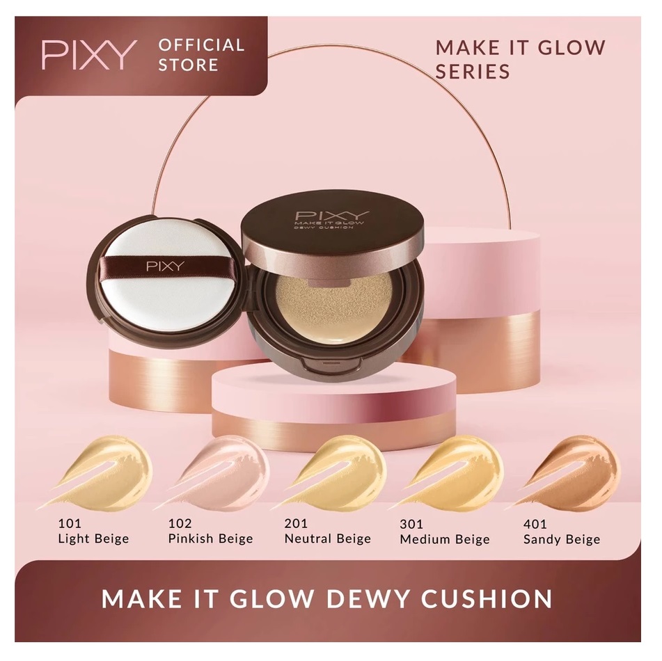 Mandom Indonesia PIXY Make It Glow Dewy Cushion 201 Neutral Beige