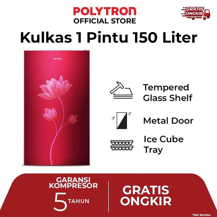 Hartono Istana Teknologi Polytron Kulkas 1 Pintu Metallic 150 Liter PRB 159B/R