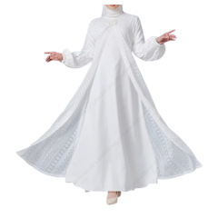 LaMarema Gamis Abaya Renda Brokat Putih