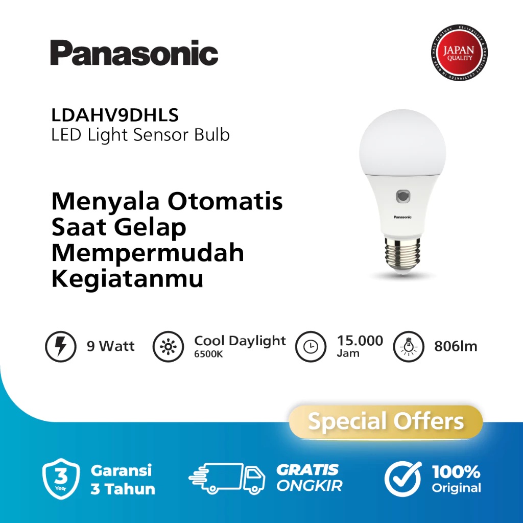 Panasonic Panasonic LED Light Sensor Bulb 9 watt LDAHV9DHLS 