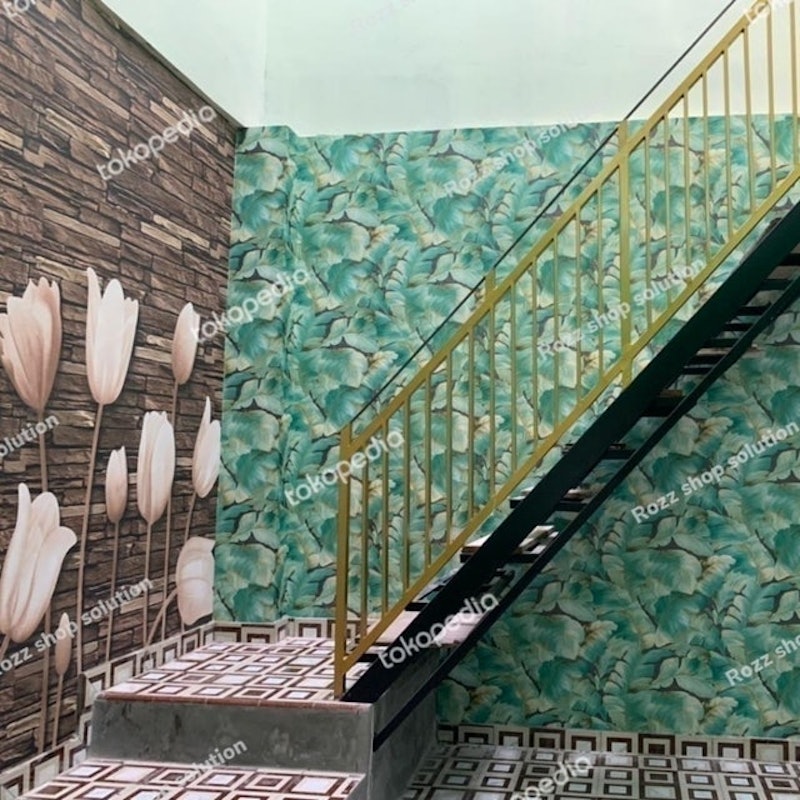 Wallpaper Bunga Tulip 3D Motif Batu Alam 4
