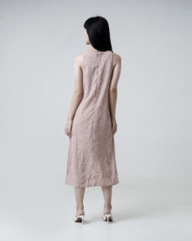 Thalia Printted Midi Slit Dress – Pink 4