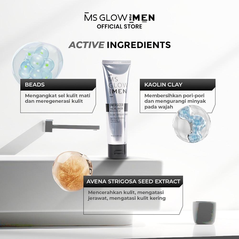 Kosmetika Cantik Indonesia  MS Glow For Men Energizer Facial Wash