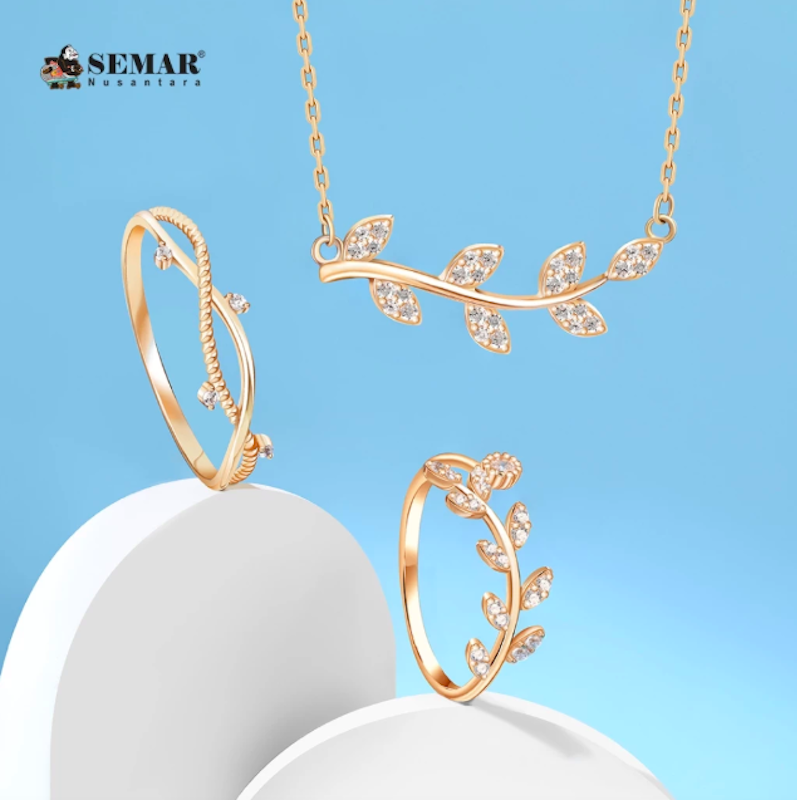 Cincin Emas Camelia Leaf 3