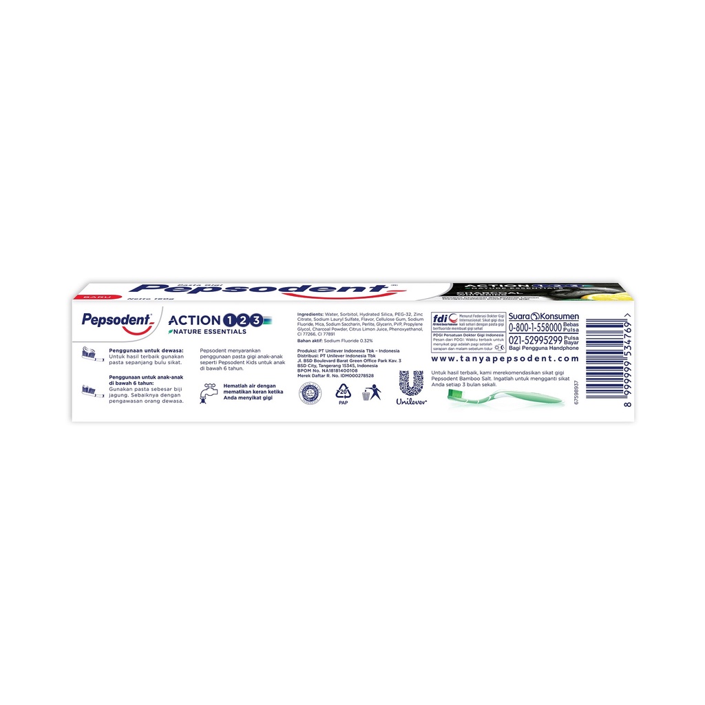 Pasta Gigi Pepsodent Complete 8 Charcoal