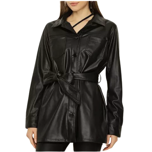 Leather Jacket Mode Kameja Tali Pinggang