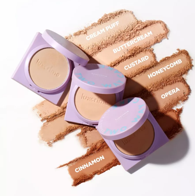 Luxury Cantika Indonesia Luxcrime Blur & Cover Two Way Cake Silk Glow Cream Puff