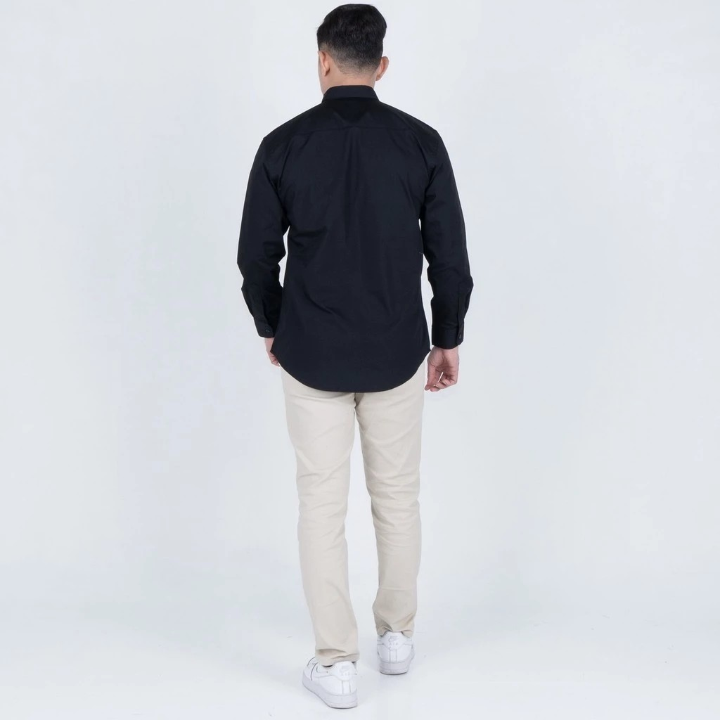 Putrateja Sampurna BENHILL Kemeja Basic Formal Pria Panjang Katun Poplin Black