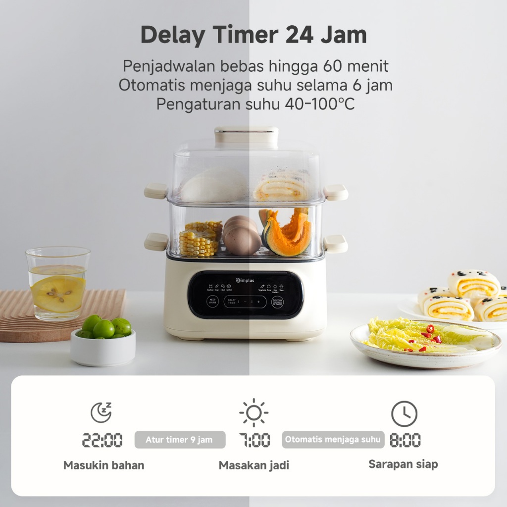 Simplus Simplus Kukusan Listrik 2 Tingkat Kapasitas 11L