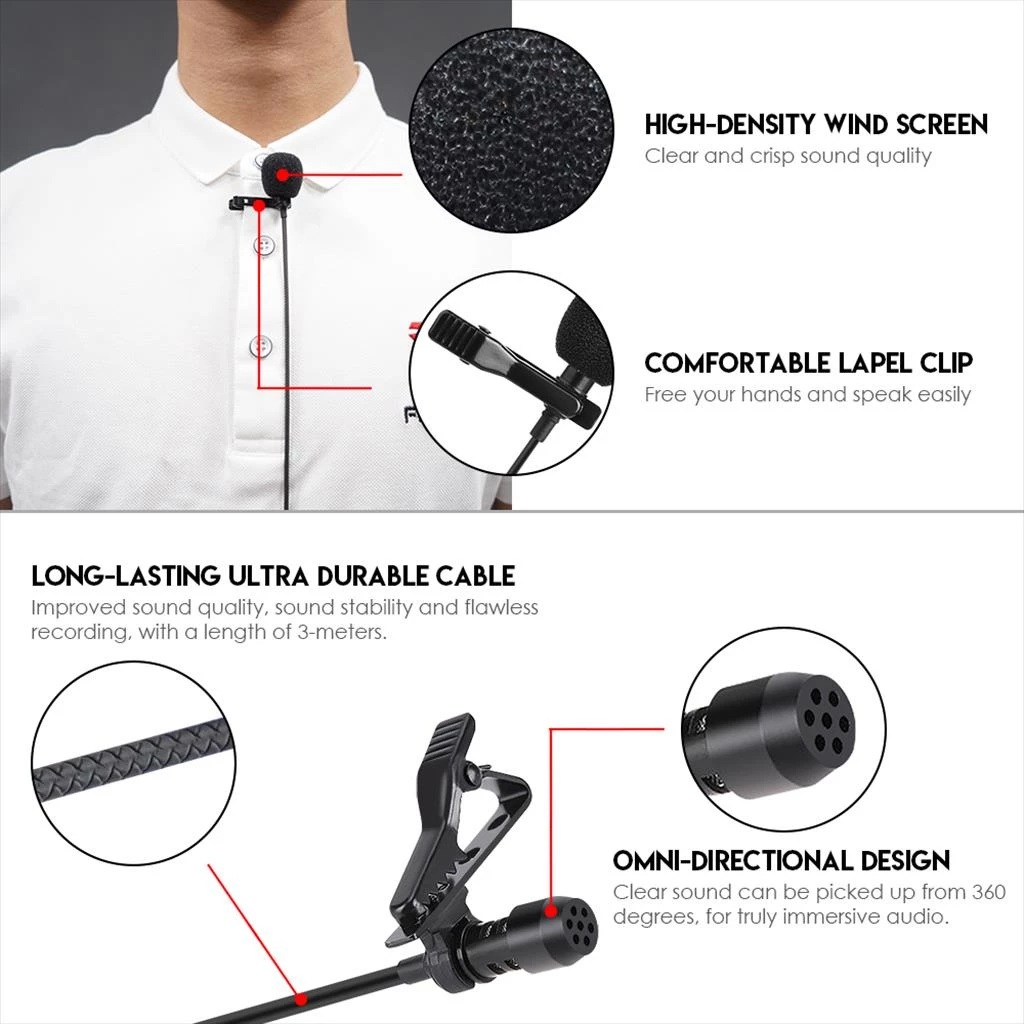 Fantech Indonesia Jaya Fantech Mic Clip On Lavalier Microphone MV01