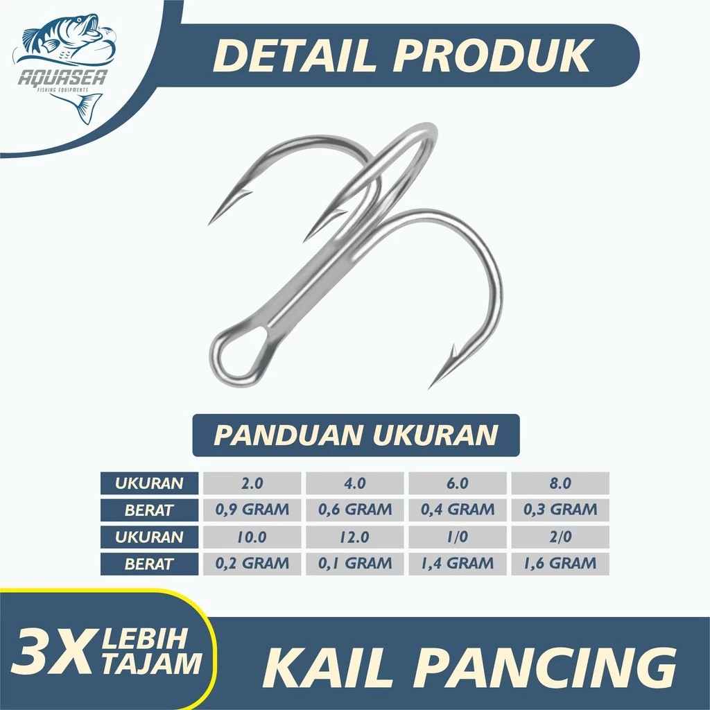 Aquasea Aquasea Hook Kail Pancing Treble Zeus GT