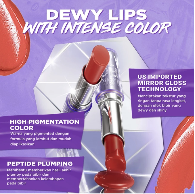 HEBE Beauty Style DAZZLE ME Color Chrome Lip Glaze 01 Foxy Pink