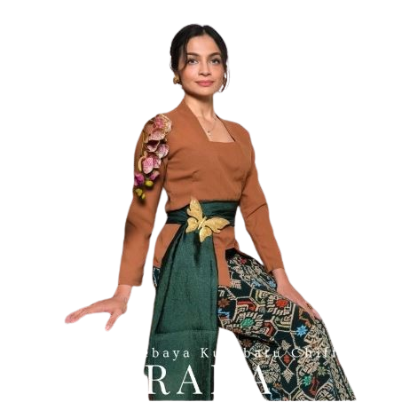 Setelan Kebaya Kutubaru Bali Lengan Panjang Chiffon Prada