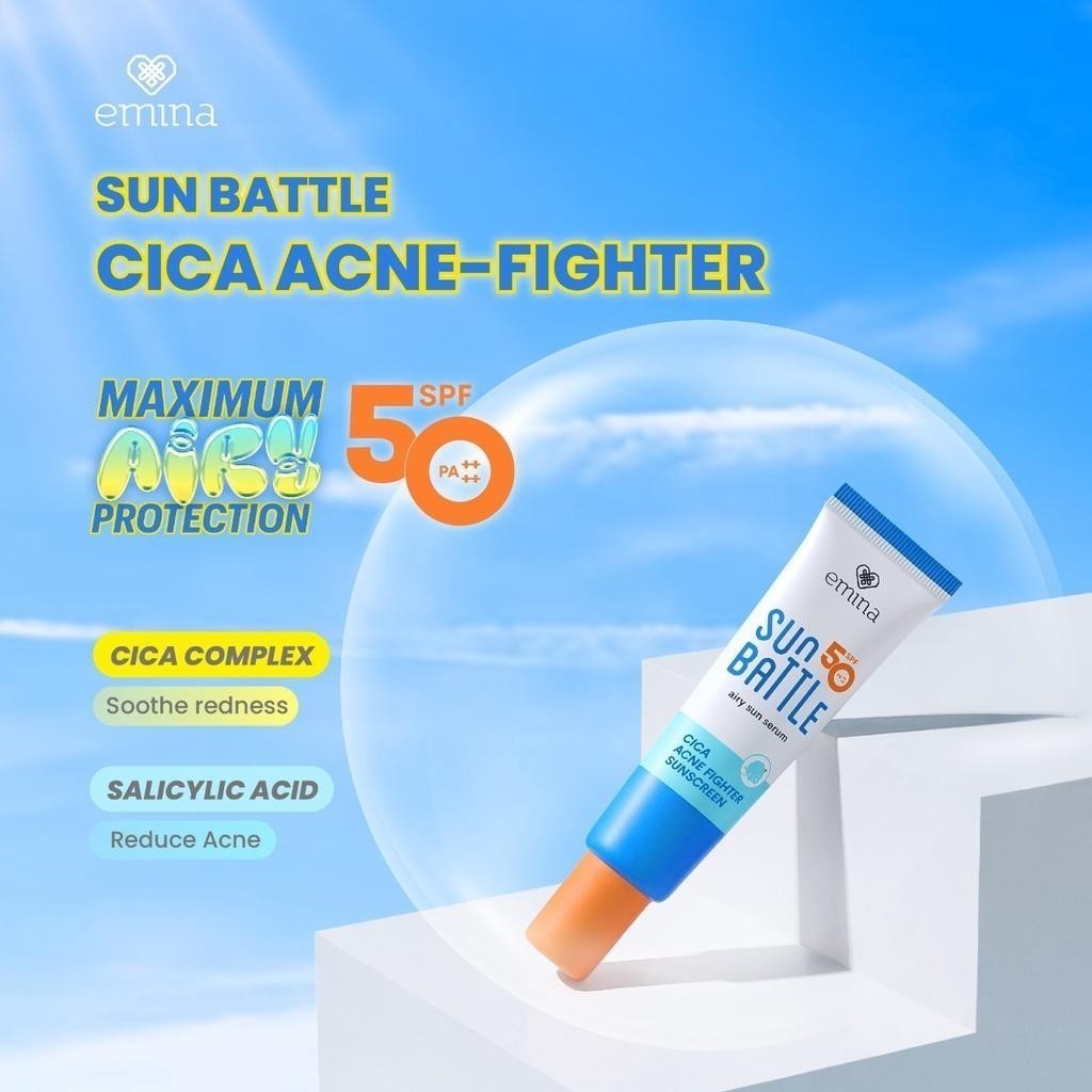 Paragon Technology and Innovation Emina Sun Battle Airy Sun Serum Cica Acne Fighter Sunscreen