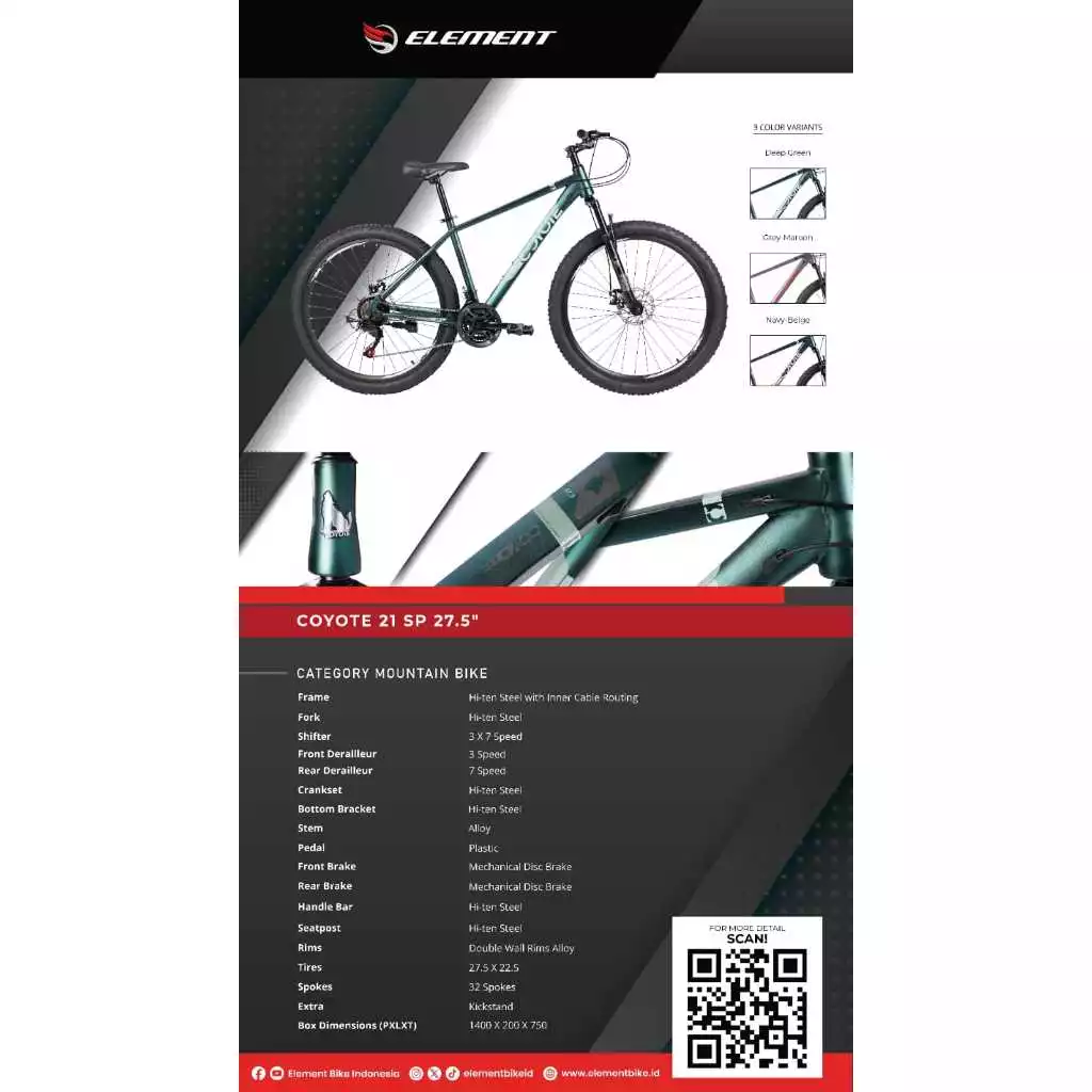 Roda Maju Bahagia Element Bike Coyote 27.5 Inch