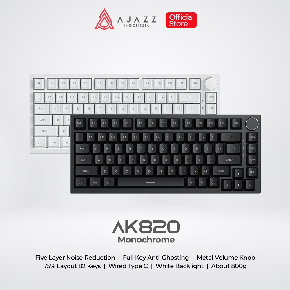 Ajazz Tongchuang Electronic Technology Ajazz Dual Tone 75% Mechanical Keyboard Wired White Backlight AK820