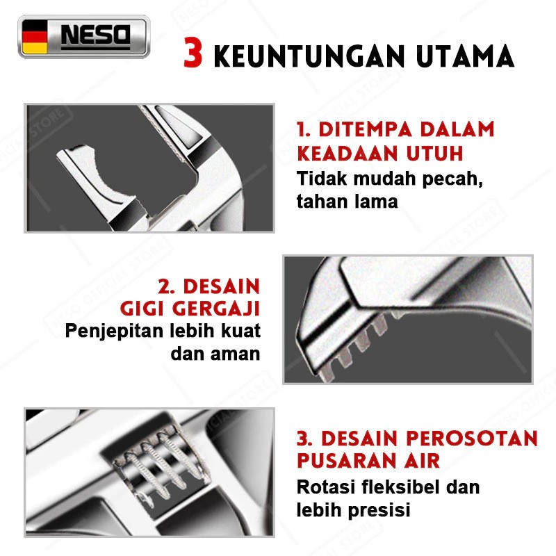 NESO JERMAN Adjustable Wrench 8 inch 4