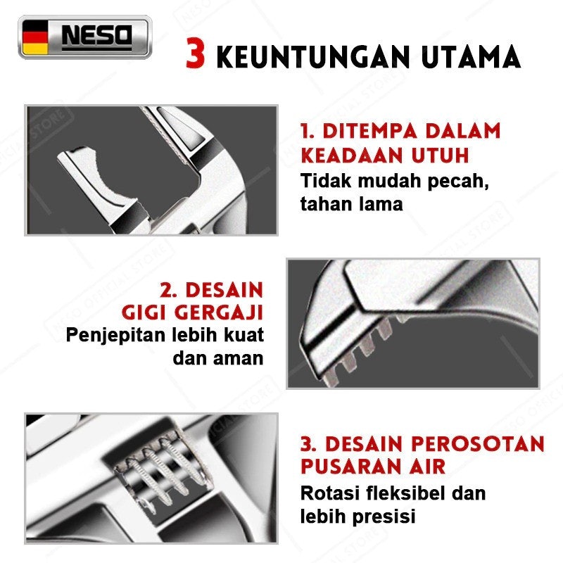 NESO JERMAN Adjustable Wrench 8 inch 4