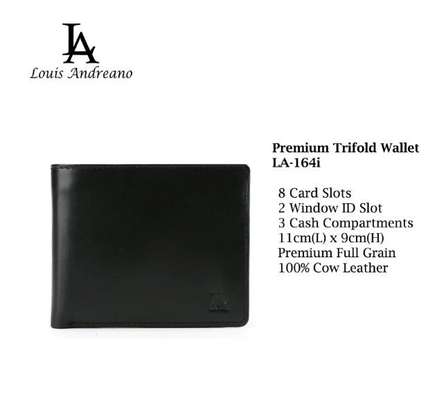  Louis Andreano Dompet Lipat Pria Trifold LA-164i