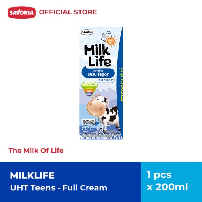 Global Dairi Alami MilkLife dengan Susu Segar Full Cream 200 ml