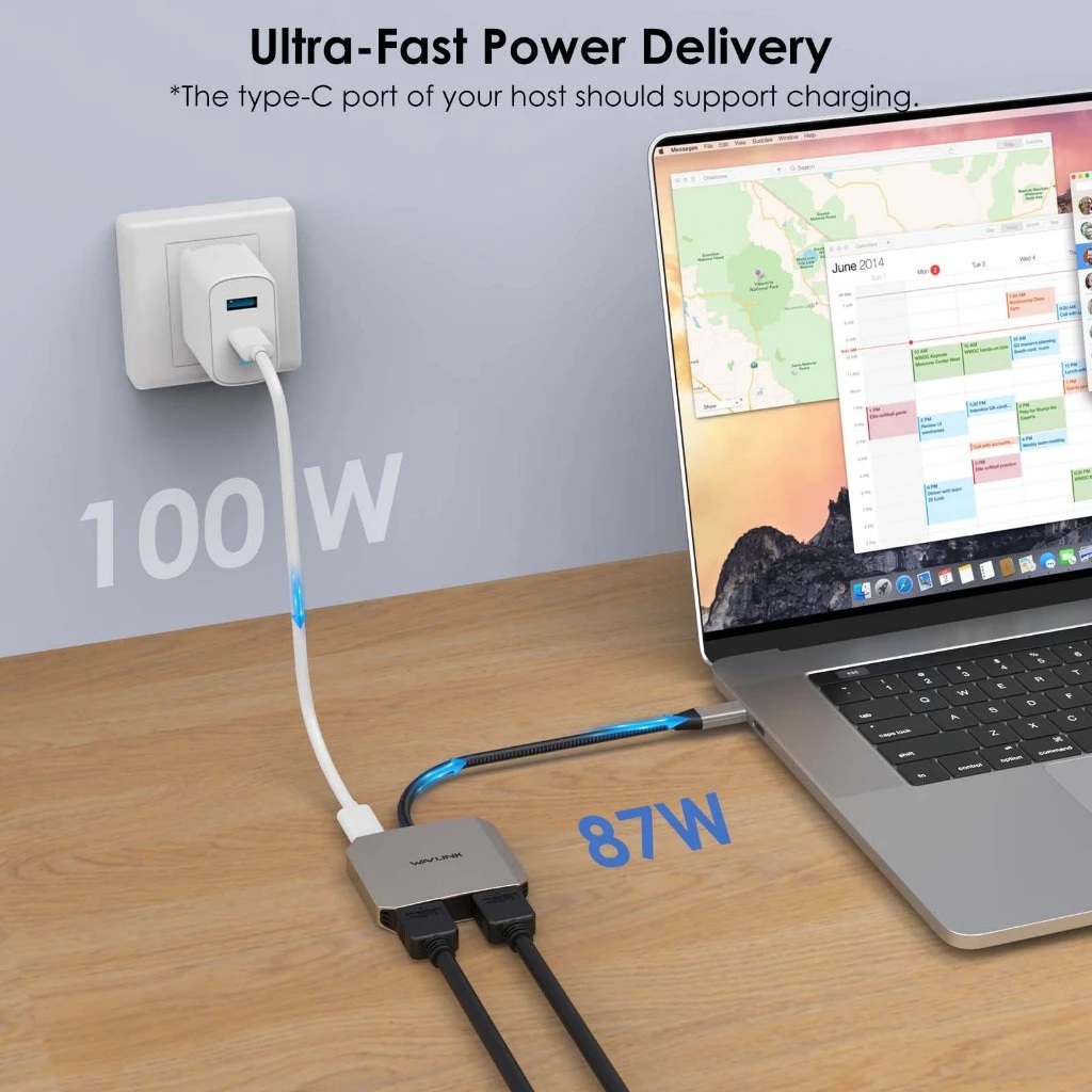 Wavlink Technology WAVLINK USB C to Dual 4K HDMI Adapter 3-In-1