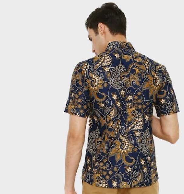 Batik Slimfit Nava Navy Lengan Pendek 2