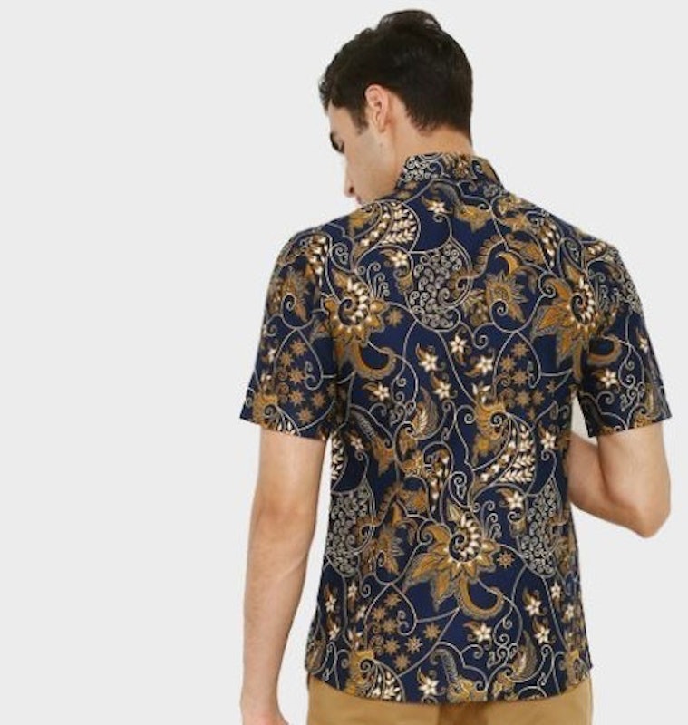 Batik Slimfit Nava Navy Lengan Pendek 2