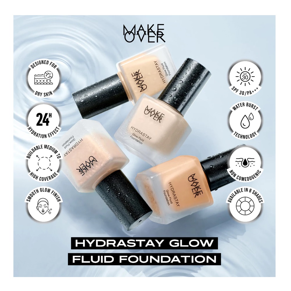 MAKE OVER Hydrastay Glow Fluid Foundation N30 Natural Beige 2