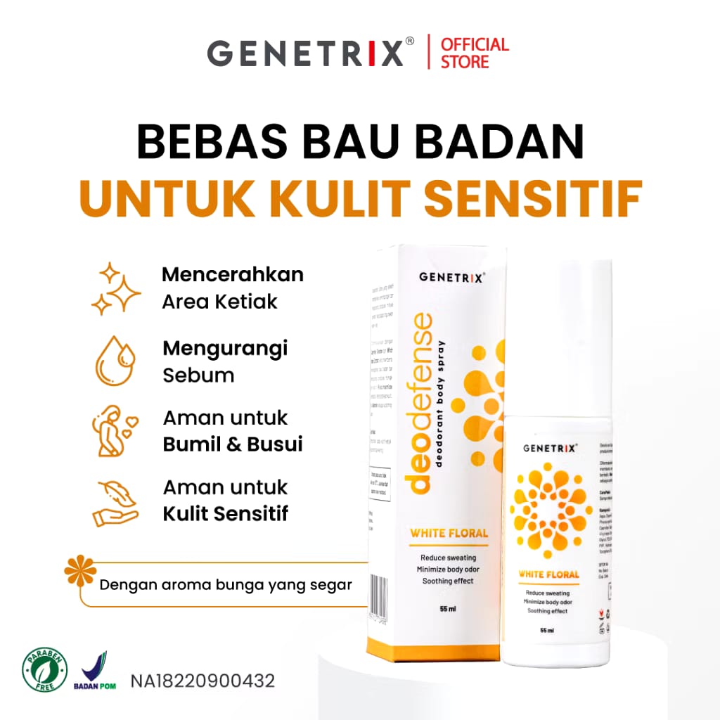  GENETRIX Deodefense Deodorant Body Spray White Floral 