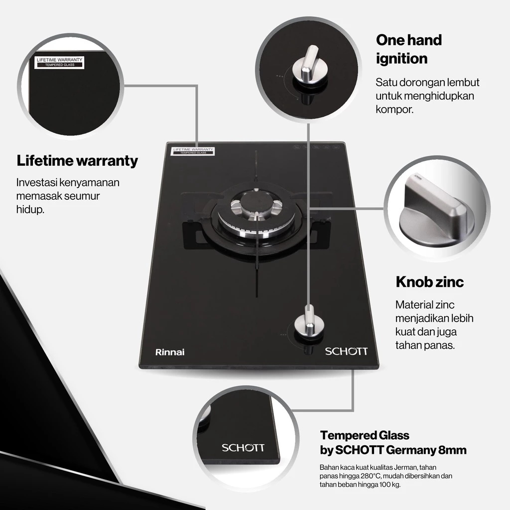 Rinnai Indonesia Rinnai Kompor Tanam Gas  RB-311N (GB)