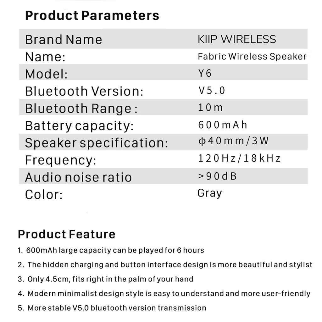 Kiip Kiip Indonesia KiiP Wireless Round Bluetooth Speaker Y6