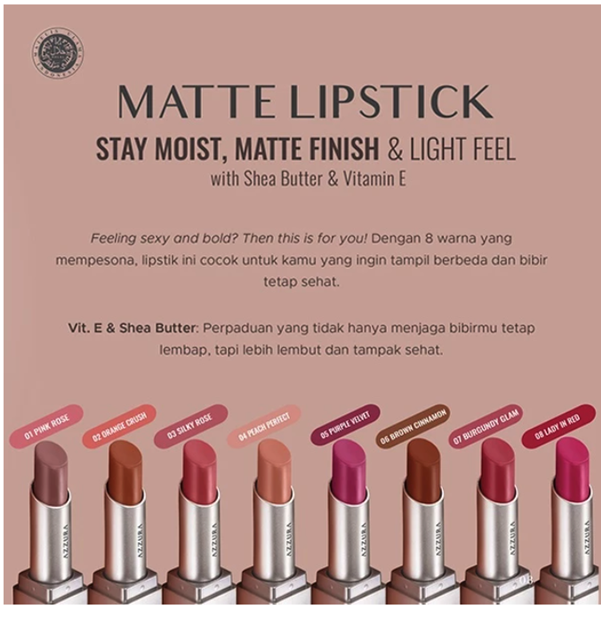 Lion Wings Azzura Matte Lipstick with Shea Butter and Vitamin E 02 Orange Crush