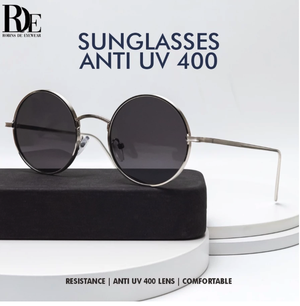 RDE Robins De Eyewear Robins Kacamata Hitam Bulat UV400 6805