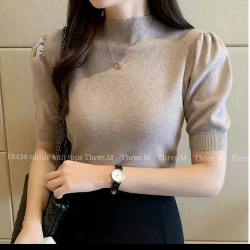 Knit Nicole Puff Tops 2