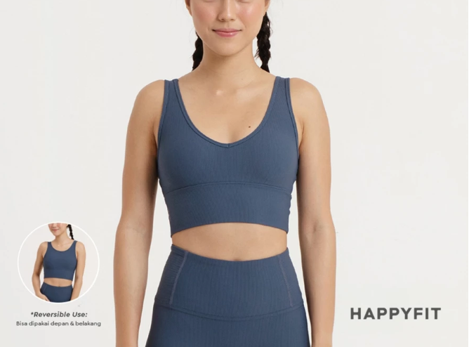 HAPPYFIT HAPPYFIT Basic Two Ways Pleated Sports Bra
